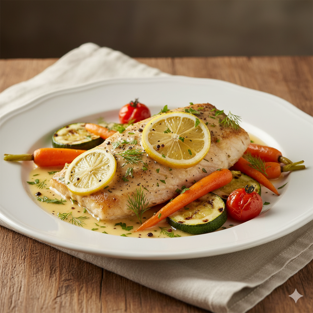 Pescado al Horno con Salsa Cremosa de Limón y Hierbas ALimentos Ochoa