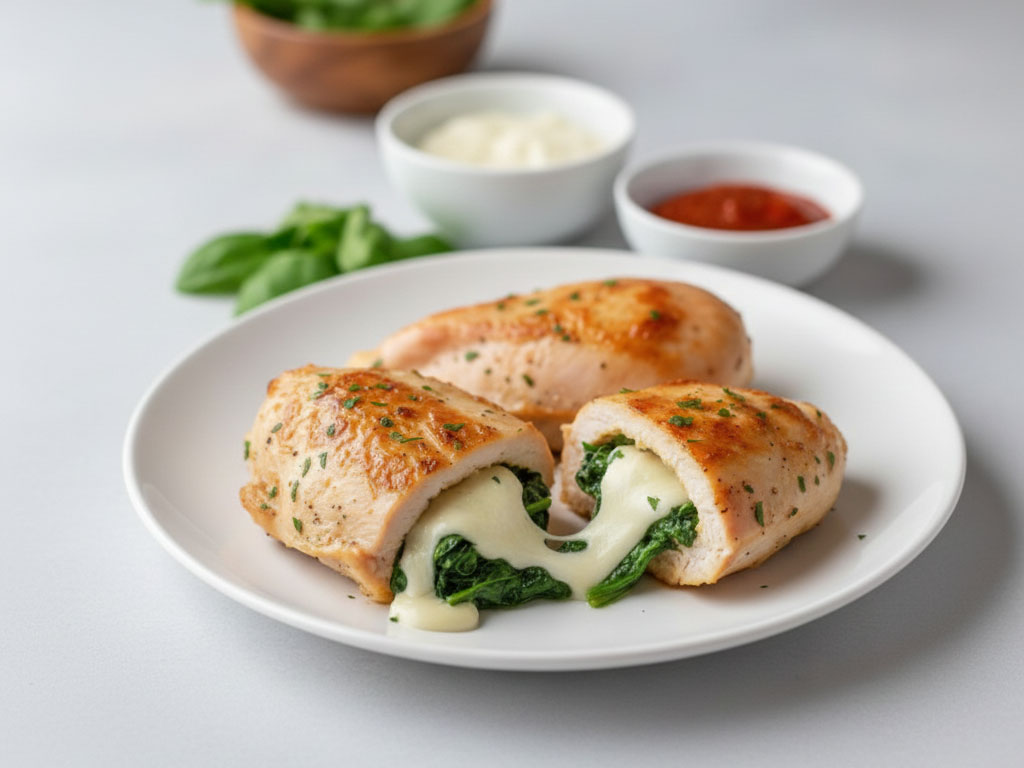 Receta Pollo Relleno de Mozzarella, Espinacas y Pesto Alimentos Ochoa