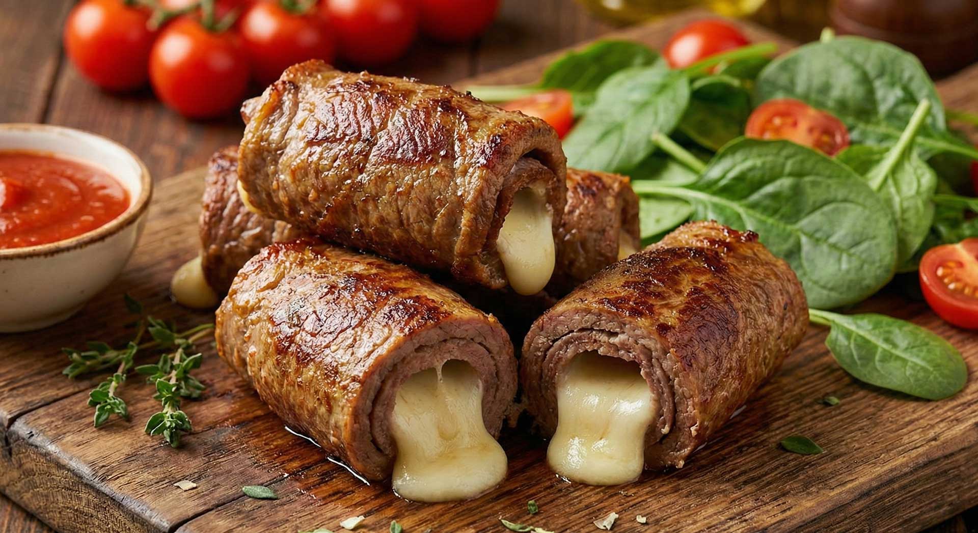 Rollitos de pulpa bola de res rellenos de queso mozzarella Alimentos Ochoa